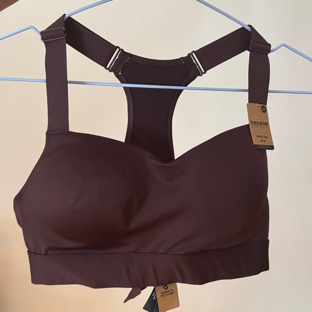 PINK Victoria's Secret Dark Maroon Sports Bra